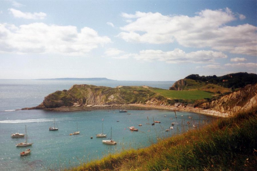 Lulworth Cove with Portland in the distance