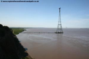 View from the Severn Bridge of the cliffs at Aust